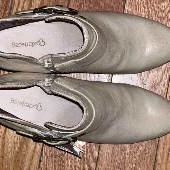 BareTraps Cream Ankle Booties with Strap Detail - Picture 3 of 6